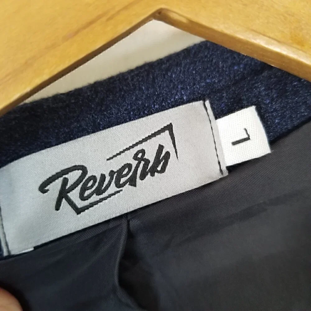 Men's Navy Blue Sport Coat Blazer Two-Button Wool Blend